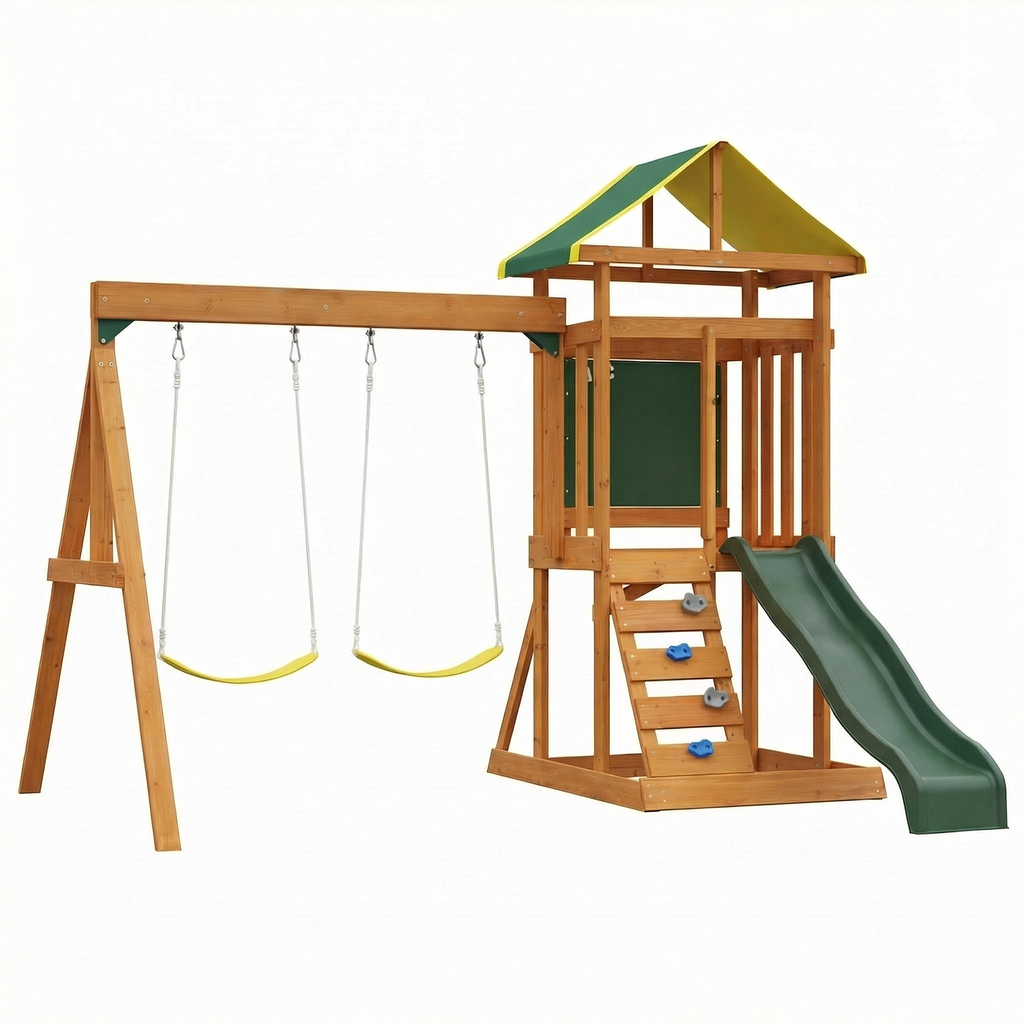 wooden-backyard-playset-family-fun-slide-climb-swing